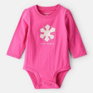 2/$12 💥🆕 Carter's Long Sleeve Snowflake Graphic LS Bodysuit | Size 6m | 6892